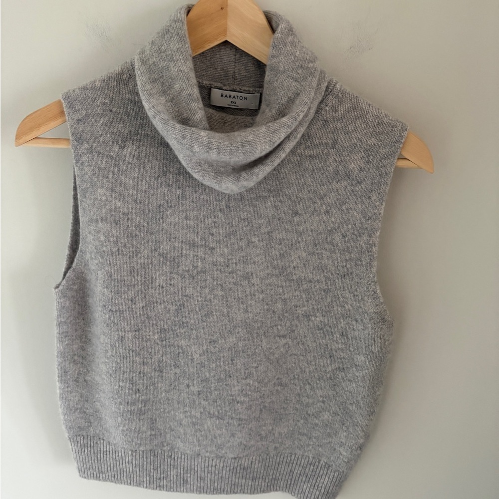 Babaton Heather Gray Sleeveless Cashmere Cowl Neck Sweater Size 2XS